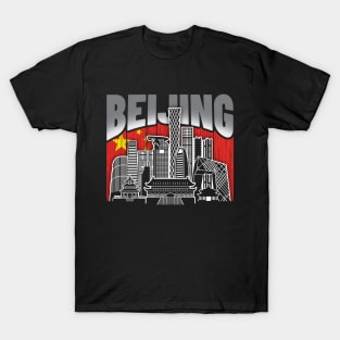 Beijing China Skyline Chinese Flag T-Shirt